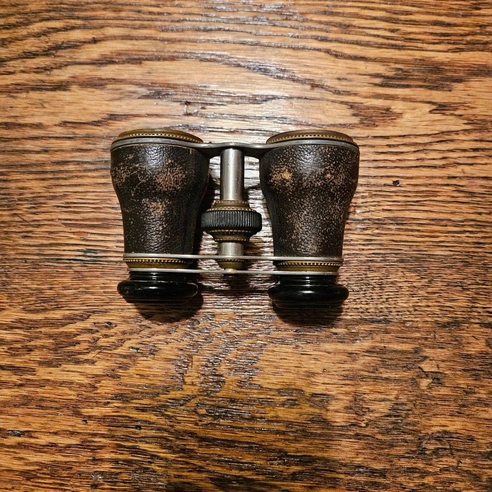 Antique Brass and Leather Opera Glasses Vintage Binoculars Field Glasses